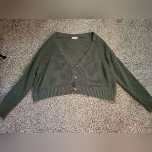 Ultra Flirt Green Ribbed Knit Cardigan